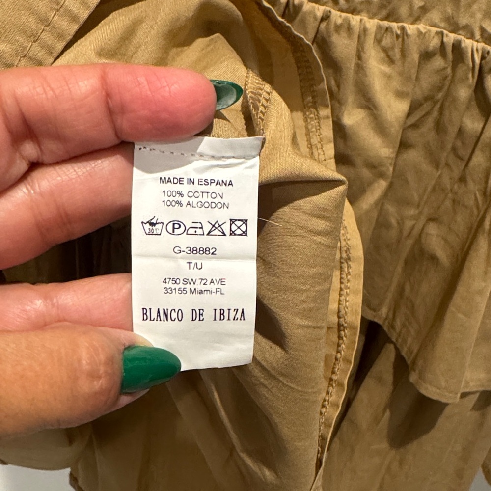 Blanco de Ibiza Buttoned down Ruffles Tan Long Sleeve Dress - Picture 6 of 6